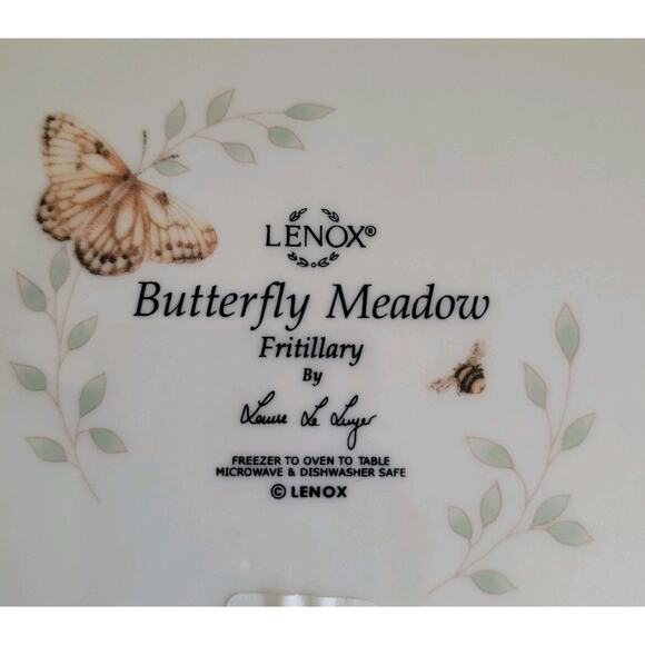 Lenox Butterfly Meadow Fritillary 11" China Dinner Plate Scalloped Edge - Picture 5 of 6